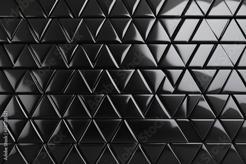 polished semigloss wall background with tiles triangular tile wallpaper with 3d black blocks generative ai