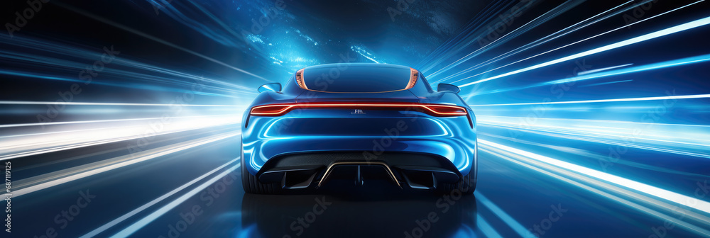 Blue Executive Sedan in High-Speed Highway Pursuit Blue Executive Sedan in High-Speed Highway Pursuit