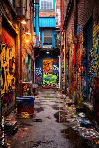 View of walls covered in graffiti © Outkast