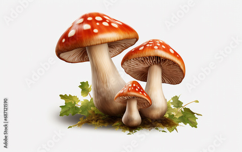 grupo de cogumelos em fundo branco  photo