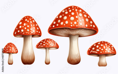 grupo de cogumelos em fundo branco  photo