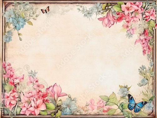 Floral art frame in summer style. Good for postcards  invitations  flyers and other graphic design.