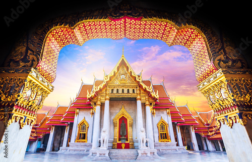 Amazing Thailand Tourist Religion attractionsWat Benchamabophit or Marble temple in Bangkok, Thailand photo