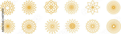 Luxury golden mandala ornamental arabic frames set. Decorative pattern in oriental. Islamic Geometric mandala collection.