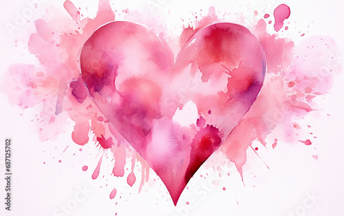 coração abstrato aquarela rosa  photo
