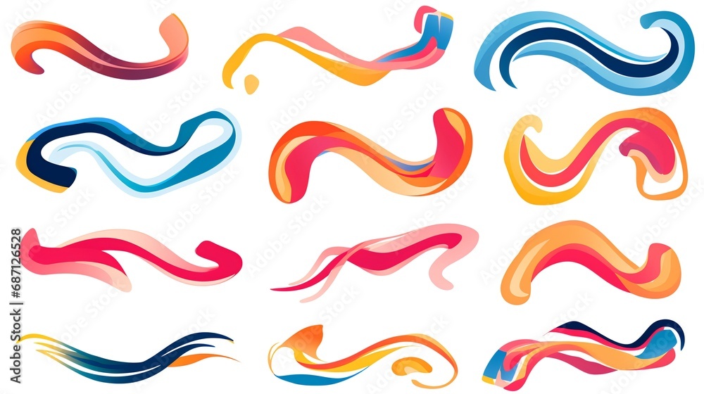 Set of colorful abstract wavy shapes. Design elements. Vector illustration Set of colorful abstract wavy shapes. Design elements. Vector illustration