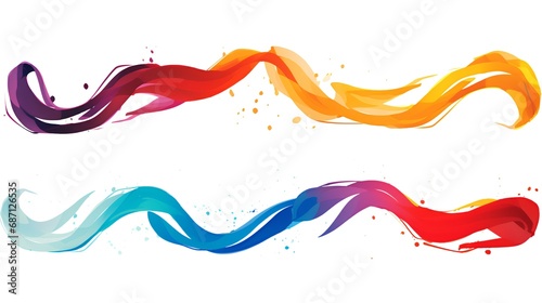 Set of colorful abstract waves on a white background. Vector illustration.