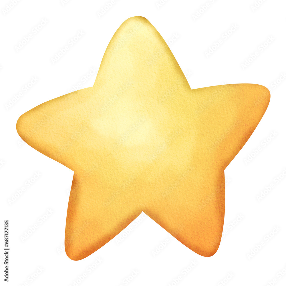 Watercolor illustration of yellow star Watercolor illustration of yellow star