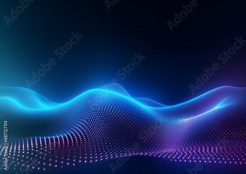 Abstract waving wave moving dots flow particles technology background design