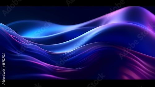 abstract blue and purple waves on a black background. Vector illustration. © shameem