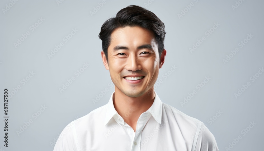 Portrait of handsome happy smiling asian man on white background Portrait of handsome happy smiling asian man on white background