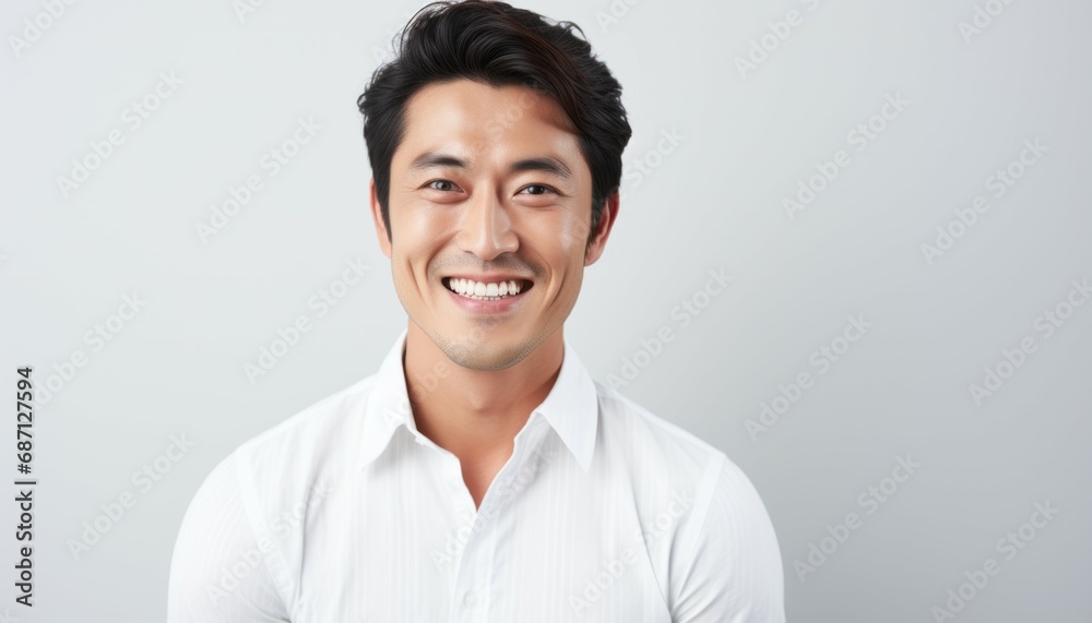 Portrait of handsome happy smiling asian man on white background Portrait of handsome happy smiling asian man on white background