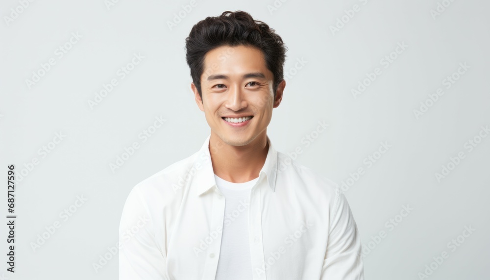 Portrait of handsome happy smiling asian man on white background Portrait of handsome happy smiling asian man on white background