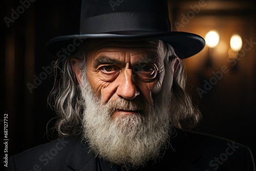 portrait Jew man in black hat