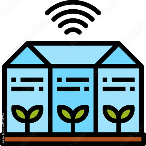 smart greenhouse color outline icon