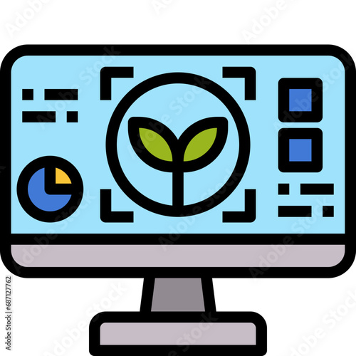 monitoring system color outline icon