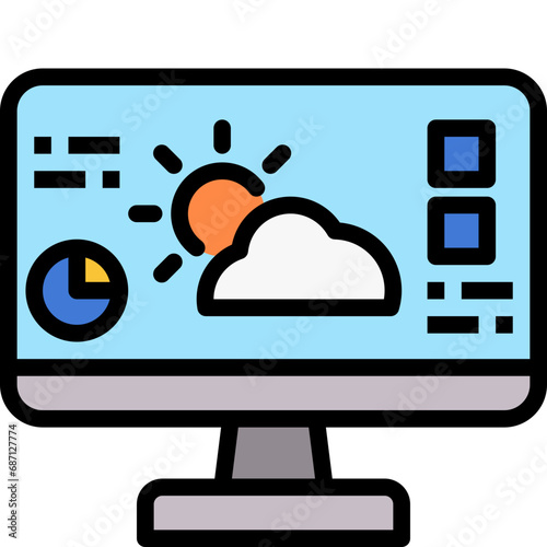 climate monitoring color outline icon