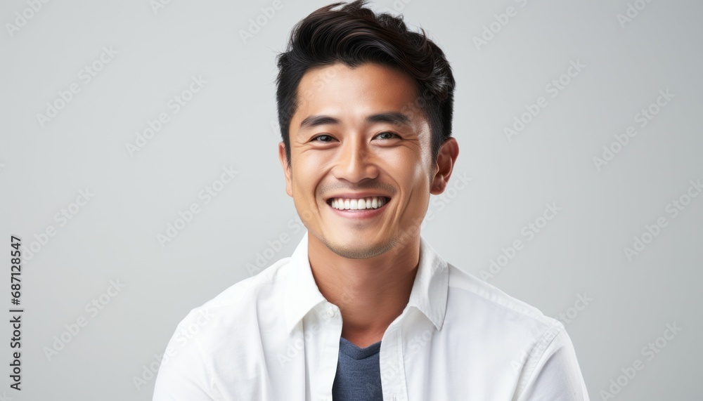 Portrait of handsome happy smiling asian man on white background Portrait of handsome happy smiling asian man on white background