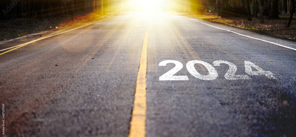 new year 2024 a road leading forward. the idea of a new beginning business, strategy start up, and the journey into the future.