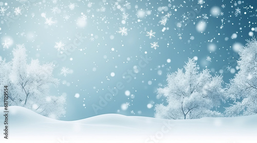Snowy background with snowflakes and snow flakes on a blue background. This asset is suitable for winter-themed designs, holiday greeting cards, seasonal promotions, and festive social media posts.