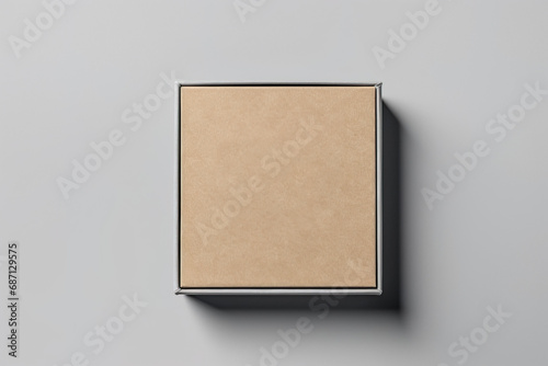 Cardboard Box mockup isolated on grey background using generative AI