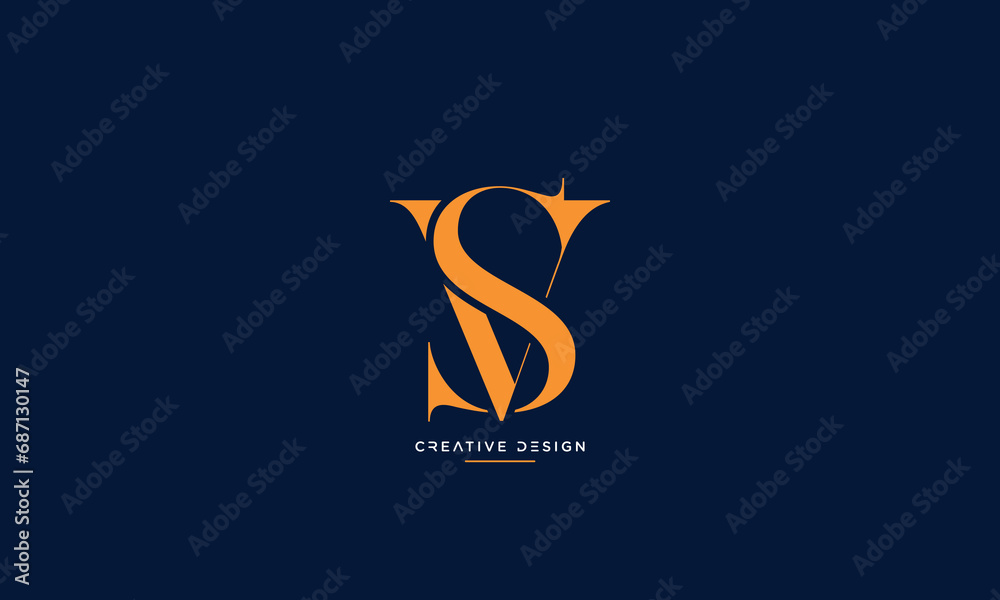 Obraz premium Alphabet letters logo icon VS or SV