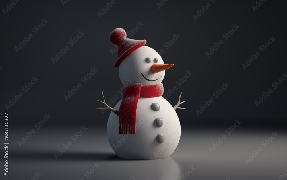 Happy cute snowman smiling with big eyes generation of AI Happy cute snowman smiling with big eyes generation of AI