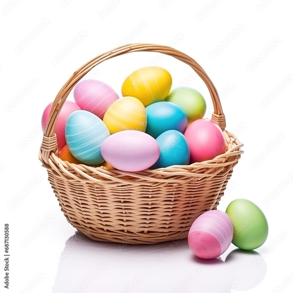 Vibrant Easter Egg Basket Isolated