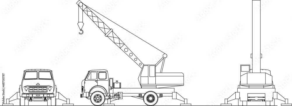 Vector sketch illustration of construction car design for multi-storey buildings carrying heavy loads Vector sketch illustration of construction car design for multi-storey buildings carrying heavy loads