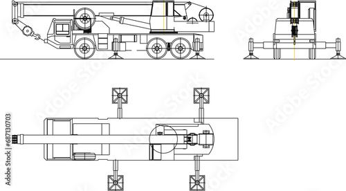 Vector sketch illustration design of multi-storey building construction car heavy lifting pulley