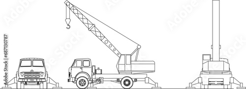 Vector sketch illustration of construction car design for multi-storey buildings carrying heavy loads