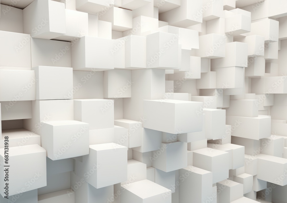 Abstract white geometric cubes shapes background Abstract white geometric cubes shapes background