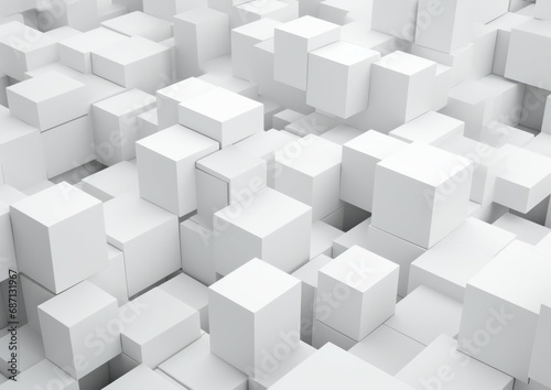 Abstract white geometric cubes shapes background