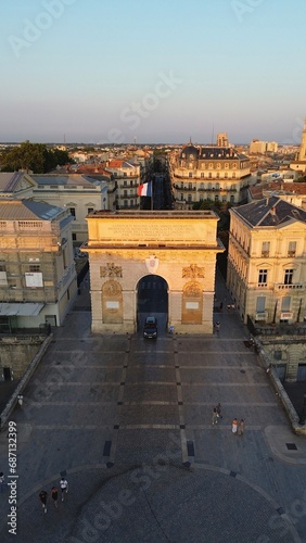 drone photo Arch of triumph, Arc de Triomphe Montpellier France Europe