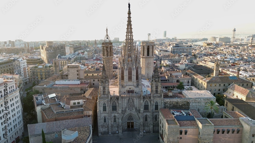 drone photo Barcelona Holy Cross Cathedral, Catedral de Barcelona Barcelona Spain Europe