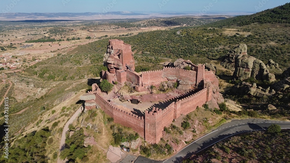 drone photo Peracense castle, Castillo de Peracense Spain Europe