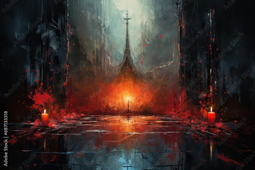 Fototapeta premium Christmas Eve Candlelight Services - Generative AI