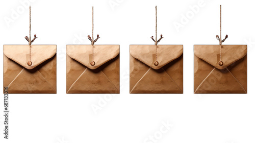 Set of Envelopes Isolated on Transparent or White Background, PNG