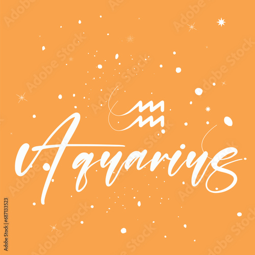 aquarius zodiac typography and calligraphy, astrologi aquarius element, Abstract illustration of the zodiac sign aquarius, Icon Astrology aquarius, Zodiac icon. Astrology. Vector illustrat