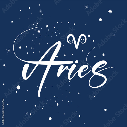 Aries zodiac typography and calligraphy, astrologi Aries element, Abstract illustration of the zodiac sign Aries, Icon Astrology Aries, Zodiac icon. Astrology. Vector illustrat photo