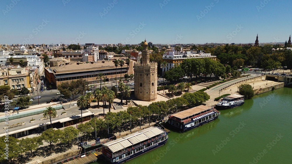 drone photo Torre del Oro Sevilla Spain Europe