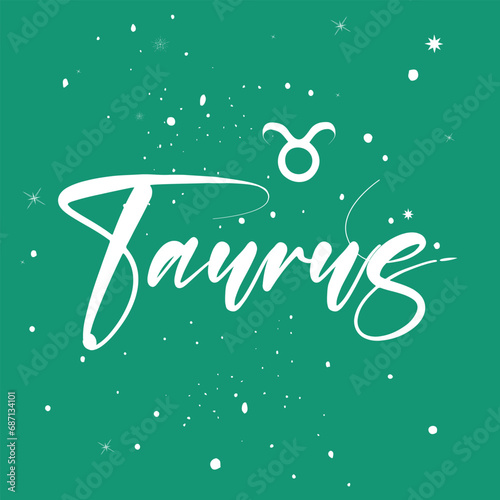 Taurus zodiac typography and calligraphy, astrologi Taurus element, Abstract illustration of the zodiac sign Taurus, Icon Astrology Taurus, Zodiac icon. Astrology. Vector illustrat