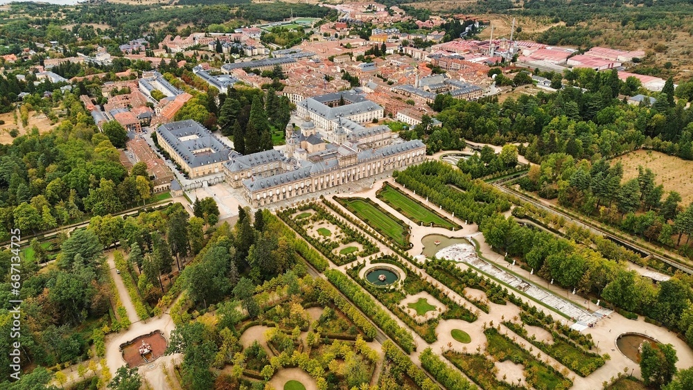 drone photo Royal Palace of the Granja de San Ildefonso, Palacio Real de la Granja de San Ildefonso Spain Europe