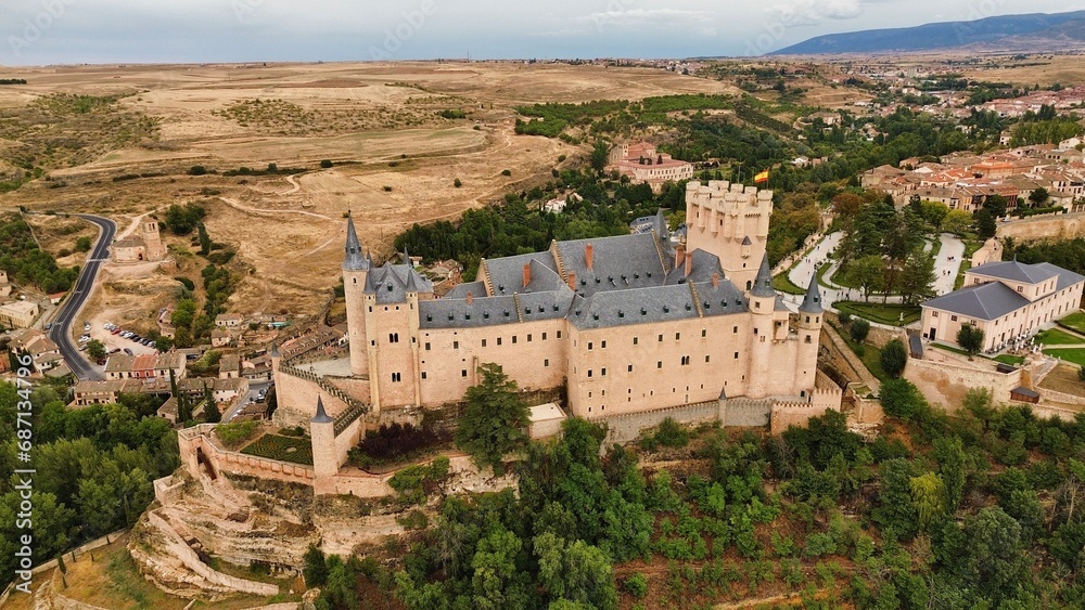 drone photo Segovia Alcazar, Alcazar de Segovia Spain Europe