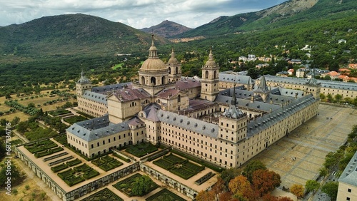 drone photo Royal Monastery of San Lorenzo de El Escorial, Real Monasterio de San Lorenzo de El Escorial Spain Europe