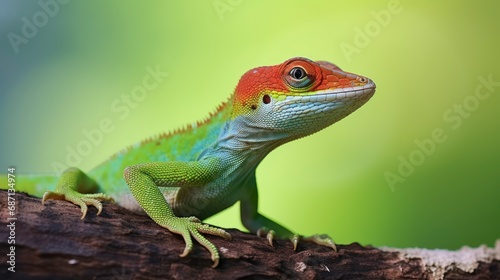 Chromatic Charm - Colorful Carolina anole  anolis  lizard. Generative AI
