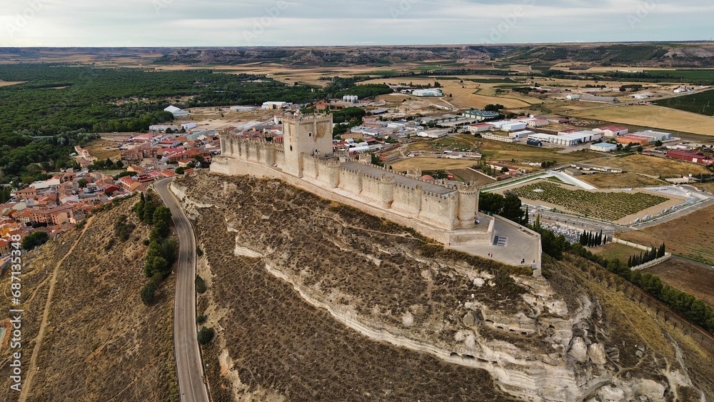 drone photo Peñafiel castle, Castillo de Peñafiel Spain Europe