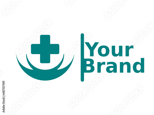 Green Cross Helping Hand Medical Hospital Logo Design