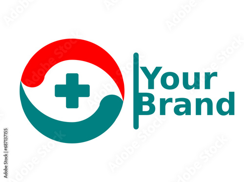 Green Cross Helping Hand Medical Hospital Logo Design