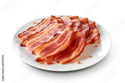Italian ham bacon slices platter cutout minimal isolated on white background. Realistic Cures meat platter illustration. Italian slices of coppa, ham slices, icon, detailed.